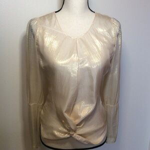 MM Couture By Miss Me Gold Metallic Top Sz-S